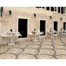 Dalle Carrelage Extérieur Effet Pierre L.60,5 X L.60,5 Cm - Pavé Paris Beige Arc Brun
