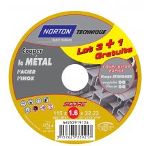 Disques À Tronçonner Pour Métal Et Inox Diam.115 Mm Lot De 3+1 - Norton Technic
