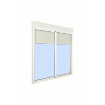 Baie Coulissante Aluminium H.215 X L.240 Cm Avec Volet Roulant Intégré Blanc
