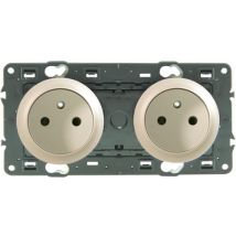 Prise 2p+t Double Precablee Titane Legrand