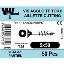 Vis Bois Tx Pointe Cut Inox A2 5x50 X50