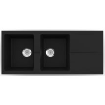 Evier À Encastrer Noir 2 Cuves En Résine - "moderna"
