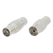 2 Fiches Coaxiales Tv Normalisées 9,52mm Blindées À Visser 1 Mâle + 1 Femelle - Sedea - 914045 - Bricoman