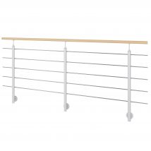 Garde Corps Intérieur Acier / Bois Long.2,5m Gris / Hêtre Fixation Au Mur, En Kit