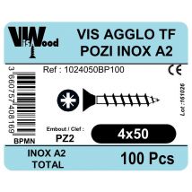 Vis Bois Inox A2 Diam. 4 X 50 Mm Boîte De 100 - Viswood