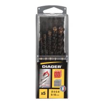 Coffret De 5 Forets Béton Cylindriques Diam. 4 À 10 Mm - Diager - Optima 263b