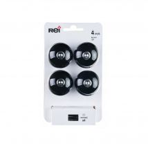 Lot 4 Boutons Chrom Porcelain Noir D40mm - Bricoman