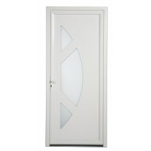 Porte D'Entrée Pvc Columbia H.215 X L.90 Cm Poussant Droit Blanc