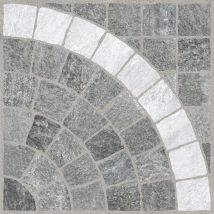 Dalle Carrelage Extérieur Effet Pierre L.60,5 X L.60,5 Cm - Pavé Paris Gris Arc Blanc