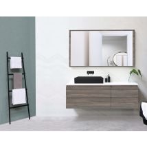 Meuble Sous Vasque Suspendu 2 Tiroirs Décor Chêne Grisé L.80 X P.45 X H.50 Cm - Atlantis