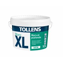 Peinture Intérieure Murs Et Plafonds Acrylique Satin Blanc 10 L - Tollens