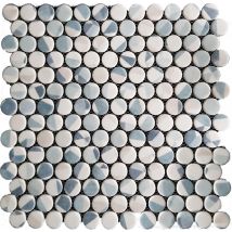 Mosaique 29,7 X 30,5 Cm Geo Ronde Blanc Bleu