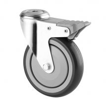 Roulette À Œil À Frein Caoutchouc Diam. 125 Mm Haut.160 Mm 80 Kg