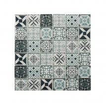 Mosaïque Carreau Ciment Bleu Et Gris L.29,8 X L.29,8 Cm