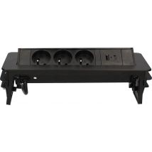 Bloc Prises Pivotant - 3 Prises Noir