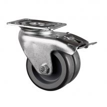 Roulette À Platine Pivotante À Frein Caoutchouc Diam. 50 Mm Haut.69 Mm 45 Kg - Bricoman
