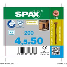 Vis De Façade Inox A2 Empreinte Torx 4,5 X 50 Mm 200 Pièces - Spax - Bricoman
