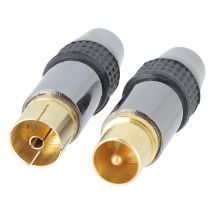 2 Fiches Coaxiales Tv Premium Normalisées 9,52 Mm 1 Mâle + 1 Femelle - Sedea - 914075 - Bricoman