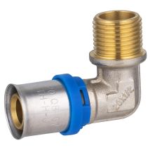 Raccord Coude Mâle M.15x21(1/2'') Multicouche À Sertir Diam.20 Mm