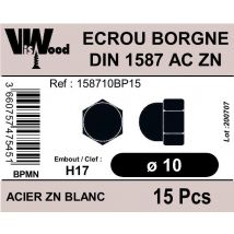 Écrous Borgne Din1587 Acier Zingué M10 15 Pièces - Viswood