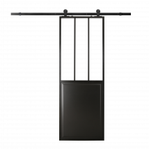 Porte Coulissante Seule Atelier Noir Sablé Larg.73 Cm Aluminium Extrudé