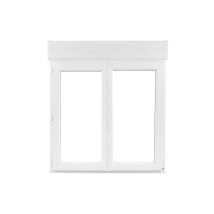 Fenêtre Pvc 125x120 Cm Oscillo-battant 2 Vantaux Tirant Droit Avec Volet Roulant Intégré Blanc