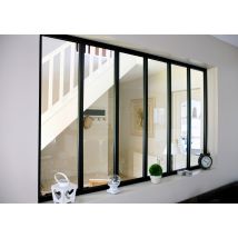 Verrière Atelier Aluminium Fixe, 6 Vitrages Non Inclus H.108 X L.183,20 Cm Noir Mat