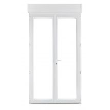 Porte-fenêtre Pvc H.215 X L.120 Cm 2 Vantaux Avec Volet Roulant Intégré Blanc