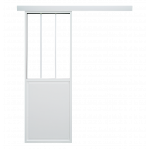 Porte Coulissante Seule Atelier Blanc Sablé Larg.83 Cm Aluminium Extrudé