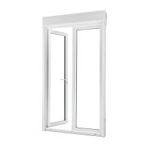 Porte-fenêtre Pvc H.215 X L.140 Cm 2 Vantaux Tirant Avec Volet Roulant Intégré Blanc