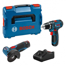 Kit 2 Outils Sans Fil 12v : Perceuse Visseuse + Meuleuse 2x2ah - Bosch Professional - Bricoman