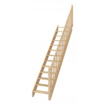 Escalier En Sapin Droit Sans Contremarches Et Rampe À Fuseaux À Droite. Larg. 76 Cm - Gimm