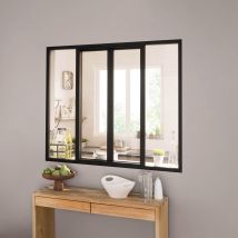 Verrière Atelier Aluminium Coulissante, 4 Vitrages Inclus H.108 X L.123,20 Cm Noir Sablé