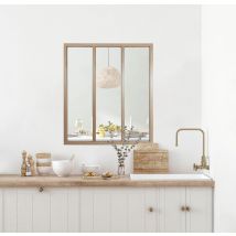 Verrière Atelier Aluminium Fixe, 3 Vitrages Inclus H.108 X L.93,20 Cm Bois