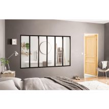 Verrière Atelier Aluminium Fixe, 6 Vitrages Inclus H.108 X L.183,20 Cm Noir Sablé