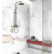 Carrelage Mural Effet Marbre L.30 X L.90 Cm Palais Blanc Brillant