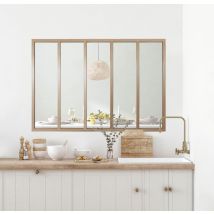 Verrière Atelier Aluminium Fixe, 5 Vitrages Inclus H.108 X L.153,20 Cm Bois