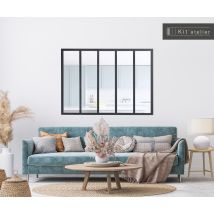 Verrière Atelier Aluminium Fixe, 5 Vitrages Inclus H.108 X L.153,20 Cm Noir Sablé - Tecnomat
