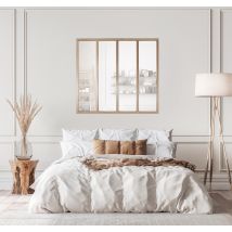 Verrière Atelier Aluminium Fixe, 4 Vitrages Inclus H.108 X L.123,20 Cm Bois