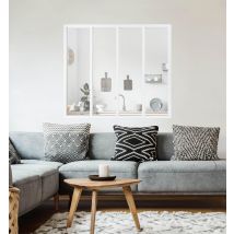 Verrière Atelier Aluminium Fixe, 4 Vitrages Inclus H.108 X L.123,20 Cm Blanc Sablé