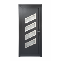 Porte D'Entrée Pvc Gris Poussant Gauche H.215 X L.90 Cm Saturne