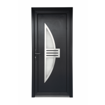 Porte D'Entrée Pvc Gris Poussant Gauche H.215 X L.90 Cm Neptune