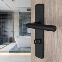 Poignée De Porte Sur Plaque Noire Mat Entraxe Ajustable À Condamnation Edison Dualfit X2