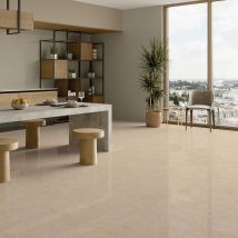 Carrelage De Sol Intérieur Effet Pierre L.45 X L.45 Cm - Mistral Crema