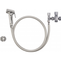 Kit Hygiène Pour Les Wc Avec Douchette Abs Chromé Et Robinet 3 Voies