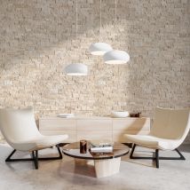 Plaquette De Parement Pierre Naturelle Intérieur / Extérieur L.15 X L.60 Cm - Travertin Beige