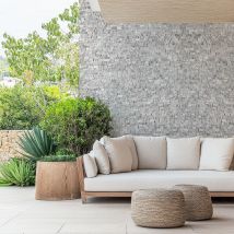 Plaquette De Parement Pierre Naturelle Intérieur / Extérieur L.15 X L.40 Cm - Travertin Gris Silver