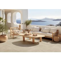 Carrelage Sol Extérieur Effet Pierre L.60 X L.60 Cm - Château Beige