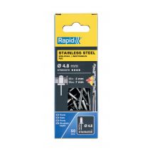 50 Rivets Inox 4.8x10mm + Foret Rapid