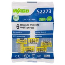 Borne De Connexion S2273 5 Entrées Lot De 6 - Wago
